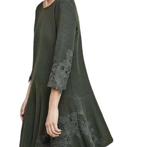 Maeve Anthropologie Tierra Green Lace Dropwaist Sweater Dress